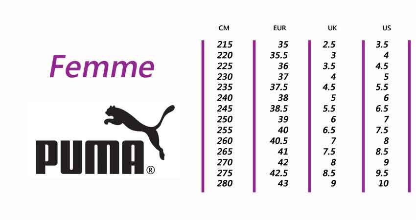 Taille on sale puma femme